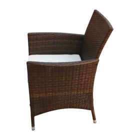 vidaXL 9 Piece Patio Dining Set with Cushions Poly Rattan Brown