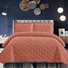 Velvet Embroidered Quilt Set - Orange