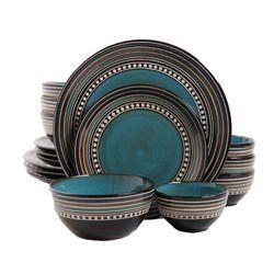 Gibson Elite Caffe Versailles 16 Piece Double Bowl Dinnerware Set - Blue