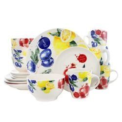 Elama's Tuscan Amore 16 Piece Luxury Dinnerware Set with Complete Place Settings for 4