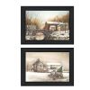 "Winter Reflections Collection" 2-Piece Vignette By John Rossini, Printed Wall Art, Ready To Hang Framed Poster, Black Frame