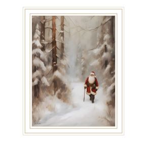 Trendy Decor 4U Santa's Winter Stroll White Framed Wall Art for Living Room, Holiday Wall Art Print for Home Decor, Bedroom Wall Art by Jo Moulton