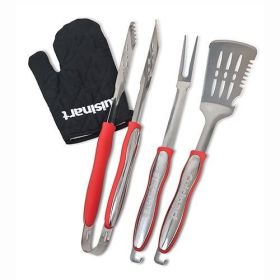 3pc Grilling Red Tool Set with Black Grill Glove