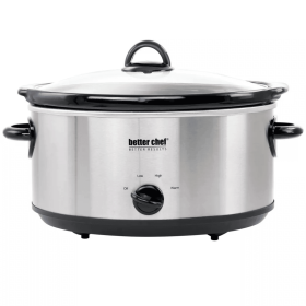 Better Chef 6-Quart Oval Stainless Steel Slow Cooker with Removable Stoneware Crock