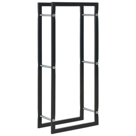 Firewood Rack Black 17.3"x7.9"x39.4" Steel