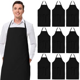 Black Aprons Bulk  12 Pack Commercial Chef Bib Apron for Kitchen and Restaurant Cooking without Pockets Unisex Women and Men Adult