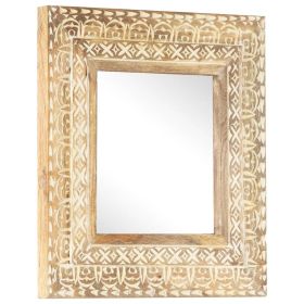 Hand-Carved Mirror 19.7"x19.7"x1" Solid Mango Wood