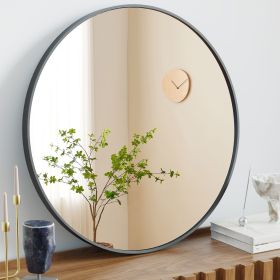 Black Round Wall Mirror, Bathroom Mirrors for Over Sink, Circle Mirror for Bathroom, Entryway, Bedroom, Vanity (24 Inch)