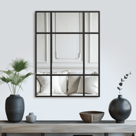 39"x30" Modern Rectangle Metal Framed Black Wall-Mounted Bathroom Mirror Vanity Mirror Bathroom Vanity Mirror for Bedroom Entryway