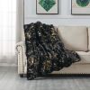 Luxury Chinchilla Faux Fur Gilded Black Throw Blanket (50" x 60")