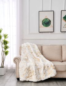 Luxury Chinchilla Faux Fur Gilded White Throw Blanket (60" x 80")