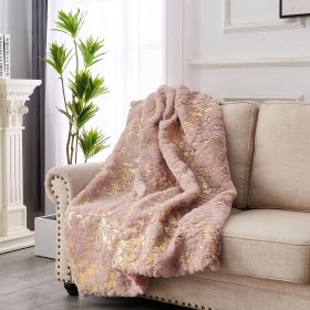 Luxury Chinchilla Faux Fur Gilded Dust Pink Throw Blanket (60" x 80")