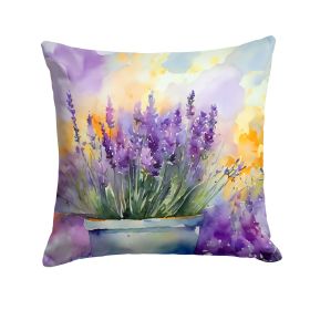 Lavender in Watercolor Throw Pillow Machine Washable, Indoor Outdoor Decorative Pillow for Couch, Bed or Patio, 18Hx18W