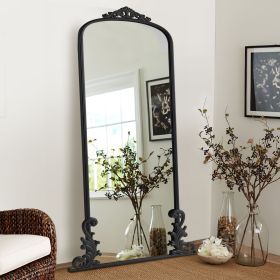 68"x29" Metal Carved Arched Framed Black Full-length Mirror Bathroom Vanity Mirror for Bedroom Entryway, Living/Dressing Room