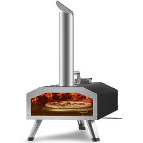 VEVOR Multi-fuel Outdoor Pizza Oven, 12 inch Wood Fired & Gas Pizza Maker with Rotating Pizza Stone, Propane Pellet Dual Fuel Pizza Grill for Backyard