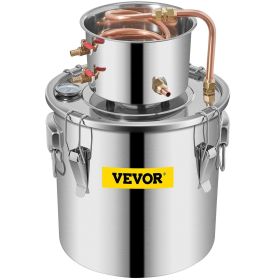 VEVOR 12L Water Alcohol Distiller 3GAL Copper Wine Making Boiler Multi Home DIY Brewing Distilling Kit for Fruit Wine, Water, Brandy