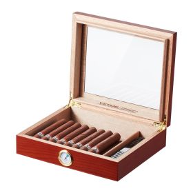 VEVOR 25 Cigars Humidor Glasstop Cedar Cigar Storage Box Humidifier Hygrometer