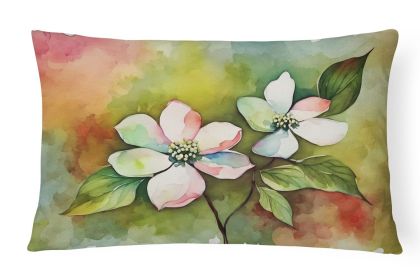 State Watercolor Flowers Throw Pillow Throw Pillow for Indoor Couch Bed Outdoor Patio Washable, Virginia American Dogwood 1713,12Hx16W