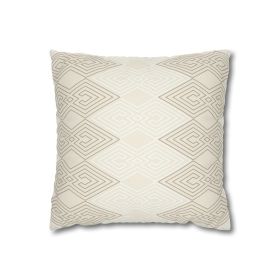 Decorative Throw Pillow Covers With Zipper - Set Of 2, Beige And White Tribal Geometric Aztec Print