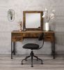 Juvanth Rustic Oak & Black Finish Vanity Desk & Mirror