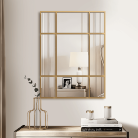 39"x30" Modern Rectangle Metal Golden Framed Wall-Mounted Vanity Mirror Bathroom Vanity Mirror for Bedroom Entryway, Living/Dressing Room