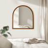 31"x35" Arched Wooden Wall Mirror Walnut Framed Bathroom Vanity Mirror (Set of 2)