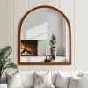 31"x35" Arched Wooden Wall Mirror Walnut Framed Bathroom Vanity Mirror (Set of 2)