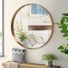 31" Modern Round Wall Mirror Aluminum Alloy Golden Framed Wall-Mounted Vanity Mirror Bathroom Vanity Mirror for Bedroom Entryway, Living/Dressing Room