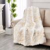 Luxury Chinchilla Faux Fur Gilded White Throw Blanket (60" x 80")