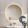 32'' LED Round Wall-Mounted Mirror, Anti-Fog, 3 Color Temperature Adjustable & Dimmable Light, Makeup Mirror for Bedroom & Bathroom, Smart Mirror for