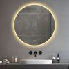 32'' LED Round Wall-Mounted Mirror, Anti-Fog, 3 Color Temperature Adjustable & Dimmable Light, Makeup Mirror for Bedroom & Bathroom, Smart Mirror for