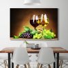 Framed Canvas Wall Art Decor Painting, Wine Glasses and Grape Fruits on Table Painting Decoration For Restaurant, Kitchen, Dining Room, Office Living