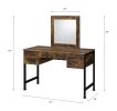 Juvanth Rustic Oak & Black Finish Vanity Desk & Mirror