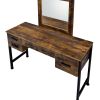 Juvanth Rustic Oak & Black Finish Vanity Desk & Mirror