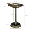 Outsunny 28" Antique Bird Bath with Pedestal Flower Planter Base, Vintage Style Decorative Birdbath & Bird Feeder Bowl, Decoration Yard Statue, Bronze