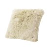 Astrid 20" Square Accent Throw Pillow Cover with Feather Insert, Taupe Beige Genuine Fur