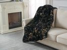 Luxury Chinchilla Faux Fur Gilded Black Throw Blanket (50" x 60")