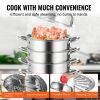 VEVOR 5-Tier Stainless Steel Steamer, 11'' Multi-Layer Cookware Pot with Handles on Both Sides, Work with Gas, Electric, Grill Stove Top, Dia-28cm