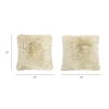 Astrid 20" Square Accent Throw Pillow Cover with Feather Insert, Taupe Beige Genuine Fur