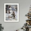 Trendy Decor 4U Finishing Touch on the Snowman White Framed Wall Art for Living Room, Holiday Wall Art Print for Home Decor, Bedroom Wall Art by Jo Mo