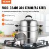 VEVOR Steamer Pot 11in/28cm, 3 Tier Steamer Pot for Cooking with 8.5QT Stock Pot, Vegetable Steamer & 2 Steaming Tray