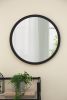 20" x 20" Circle Wall Mirror with Wooden Frame and Black Finish, Wall Mirror for Living Room, Dining Room, Foyer, Bathroom, Office