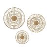 Round Natural Fiber and Mirror 3-piece Wall Decor Set