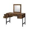 Juvanth Rustic Oak & Black Finish Vanity Desk & Mirror