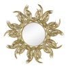 38" Sunburst Metal Decorative Mirror with Gold Finish, Boho Wall Decor Sun Mirror for Living Room Bathroom Enterway