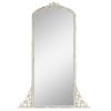 Solid wood carved right angle micro arch weathered white full-length mirror 67 * 28 * 1 inch Bathroom Vanity Mirror for Bedroom Entryway, Living/Dress