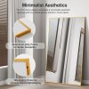 59"x35"Aluminum alloy fine-edged right-angle rectangular gold full-length mirror for Living Room, Bedroom, Hanging or Leaning Against The Wall