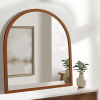 31"x35" Arched Wooden Wall Mirror Walnut Framed Bathroom Vanity Mirror (Set of 2)