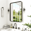 32"x22" Morden Right Angle Rectangle Alloy Aluminium Framed Black Wall-Mounted Bathroom Miiror Vanity Mirror