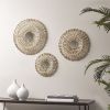 Round Natural Fiber and Mirror 3-piece Wall Decor Set